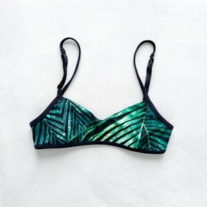 We Are Handsome Tropical Leaf Print Bikini Top - XS